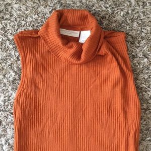 Burnt orange mock neck rubbed tank
